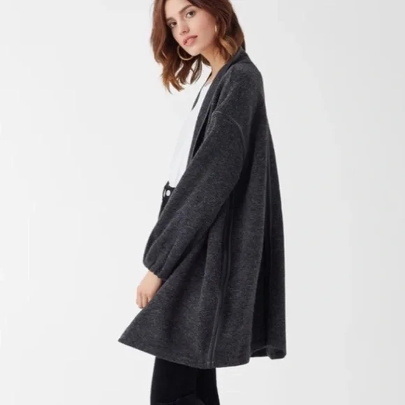 Splendid Faux Leather Trim Cardigan - Picture 2 of 7